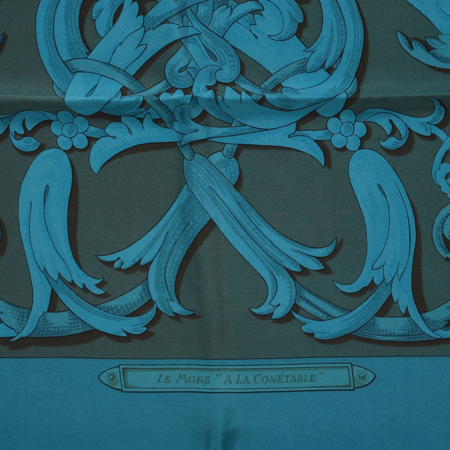 Hermes Silk Dip Dyed Le Mors A La Conétable Scarf 90 Turquoise 5 of 8