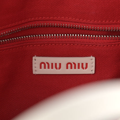 Miu Miu Polyurethane Calfskin Woven Tri-Color Bucket Bag Red Cream Pink 6 of 10