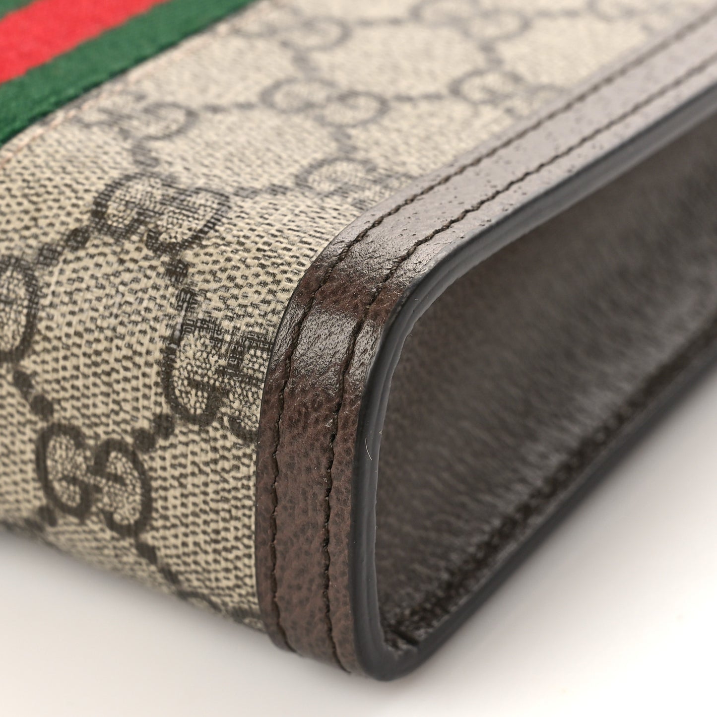 GG Supreme Monogram Textured Dollar Calfskin Web Mini Ophidia Top Slip Handle Crossbody Bag Beige Ebony New Acero