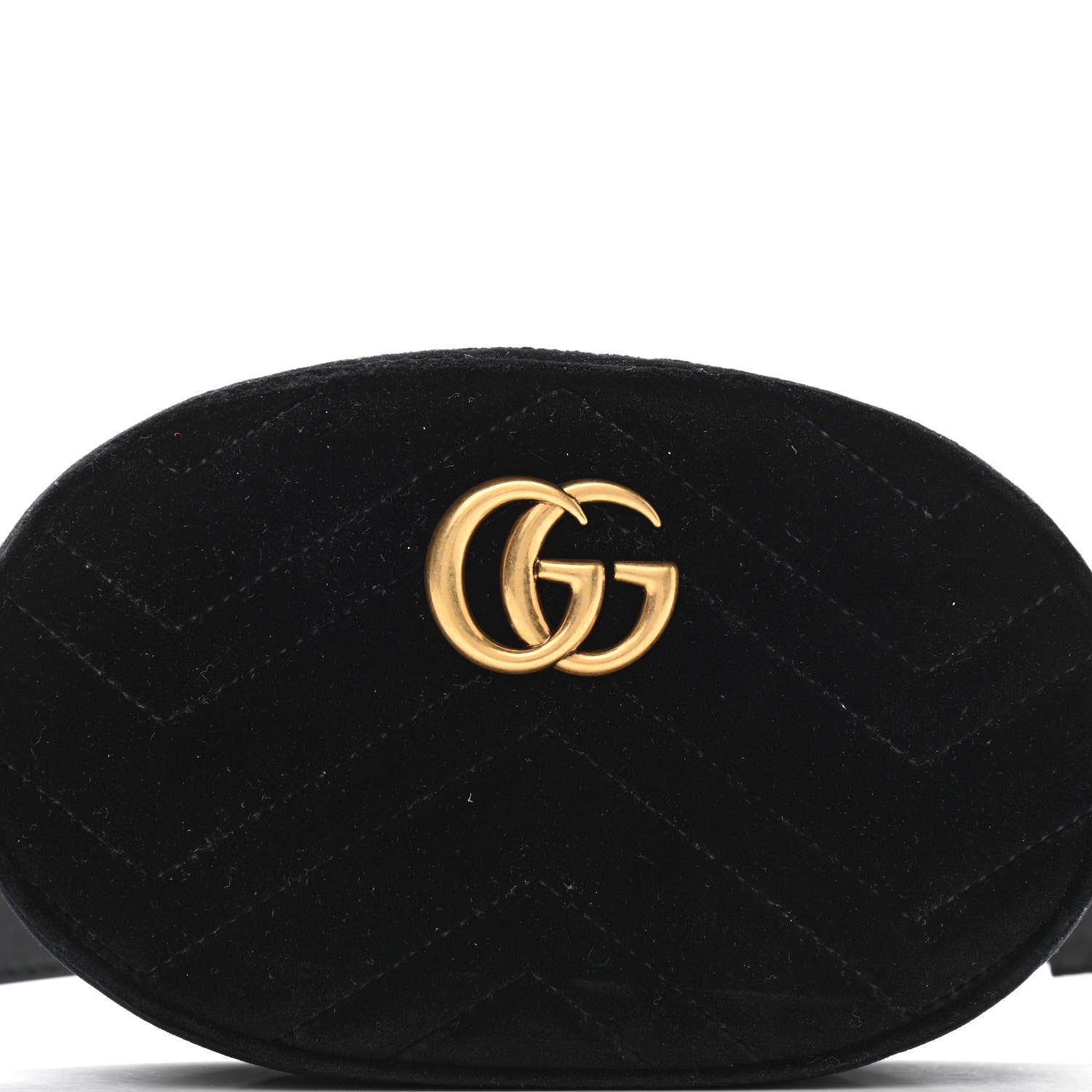 Gucci Velvet Matelasse GG Marmont Belt Bag 85 34 Black 9 of 11