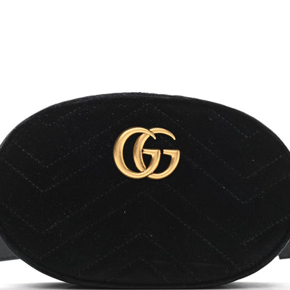Gucci Velvet Matelasse GG Marmont Belt Bag 85 34 Black 9 of 11