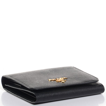 Prada Saffiano Metal Tri-Fold Wallet Nero Black 4 of 6
