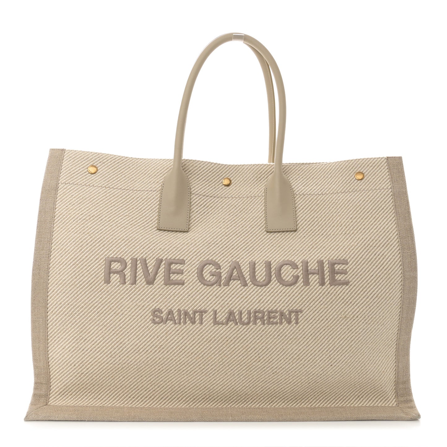 Linen Calfskin Rive Gauche Tote Beige Sea Salt