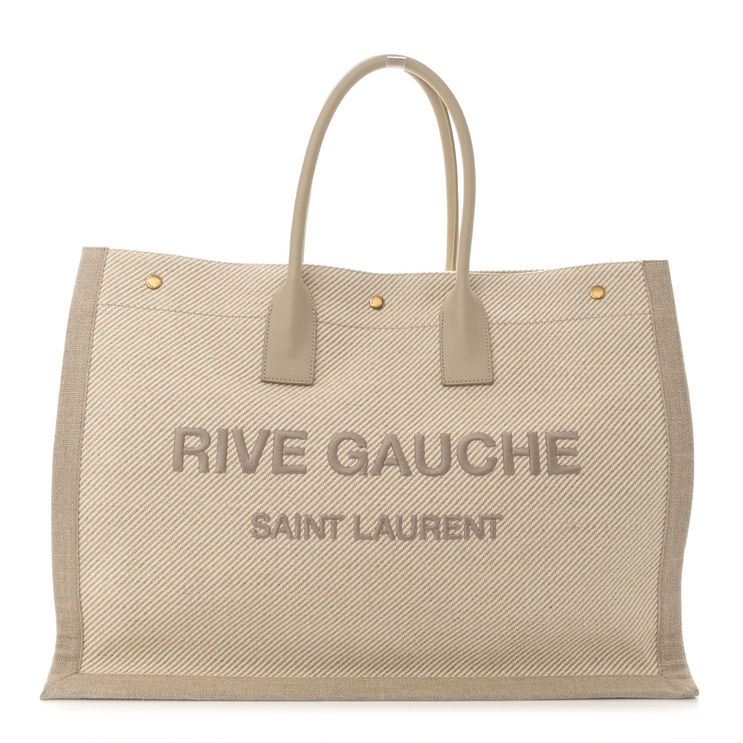 Saint Laurent Linen Calfskin Rive Gauche Tote Beige Sea Salt 1 of 13