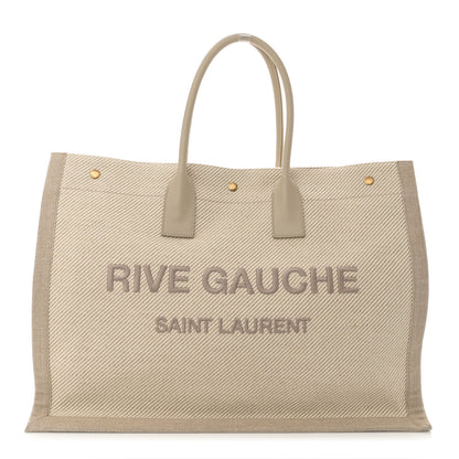 Saint Laurent Linen Calfskin Rive Gauche Tote Beige Sea Salt 1 of 13
