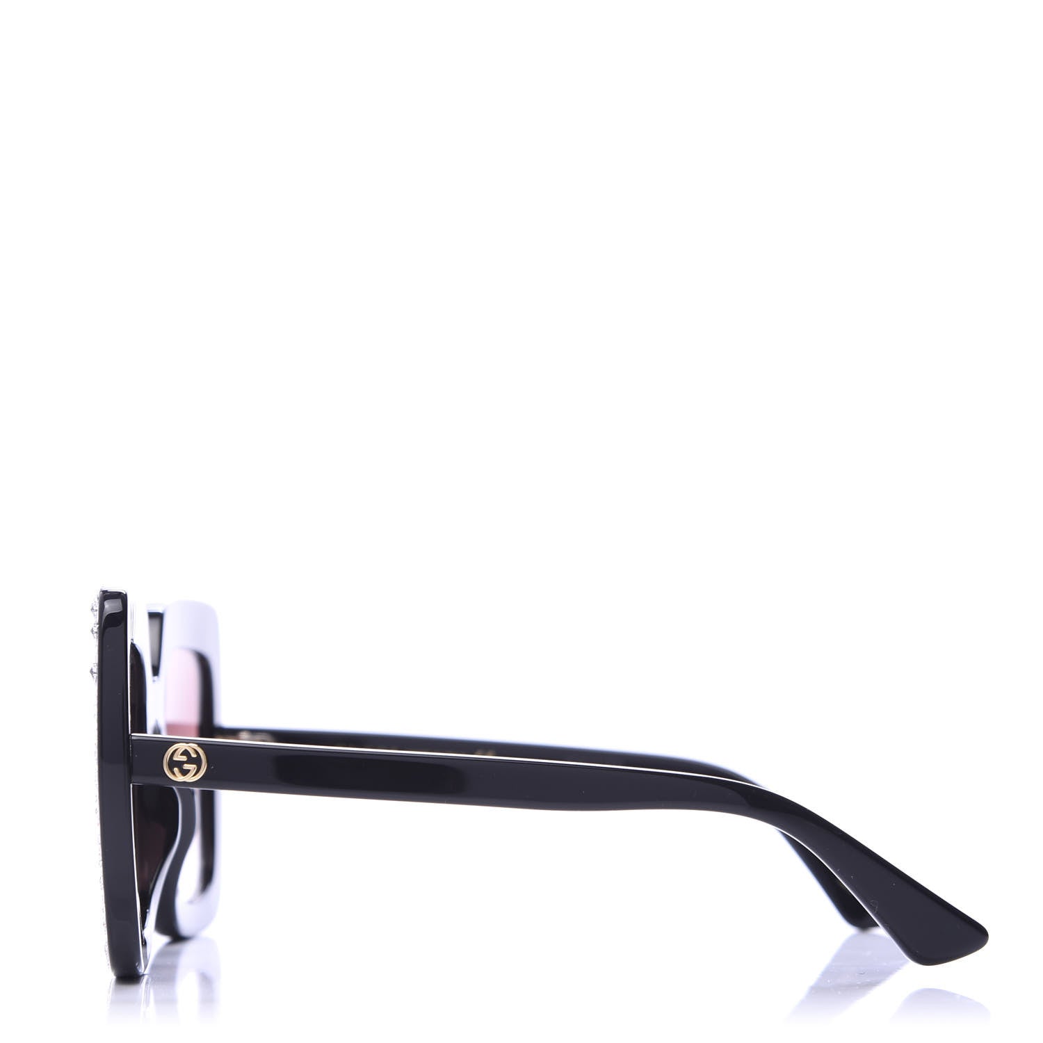 Gucci Acetate Crystal Oversize Sunglasses GG0148S Black 2 of 8
