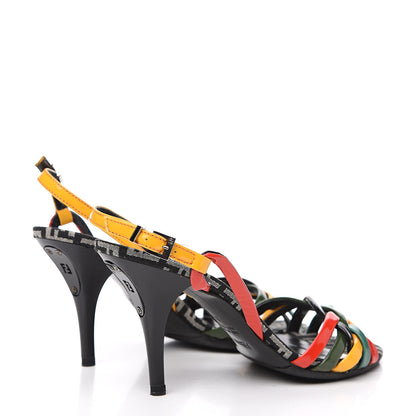 Fendi Patent Zucchino Slingback Sandal Pumps 37 Multicolor 4 of 8