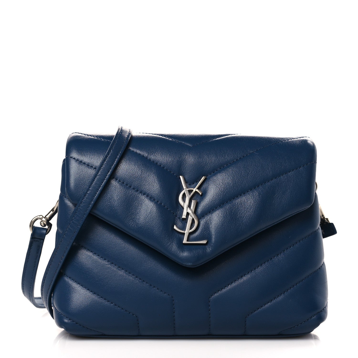 Saint Laurent Calfskin Y Quilted Monogram Toy Loulou Crossbody Bag New Cobalt 1 of 9