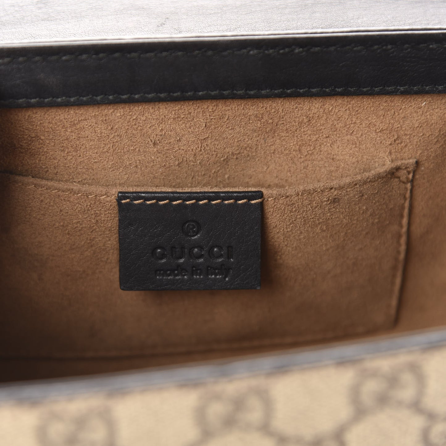 GG Supreme Monogram Calfskin Small Padlock Shoulder Bag Beige Black Cuir
