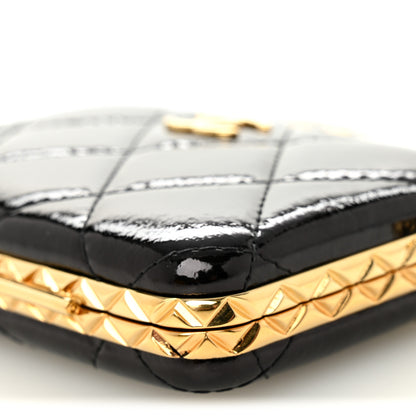 Chanel Glazed Goatskin Quilted Small Box With Chain Black 10 of 10