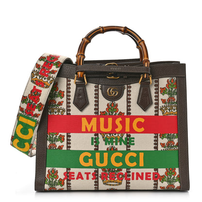 Gucci Canvas Calfskin Medium Gucci 100 Music Is Mine Diana Tote Bag New Acero 1 of 9