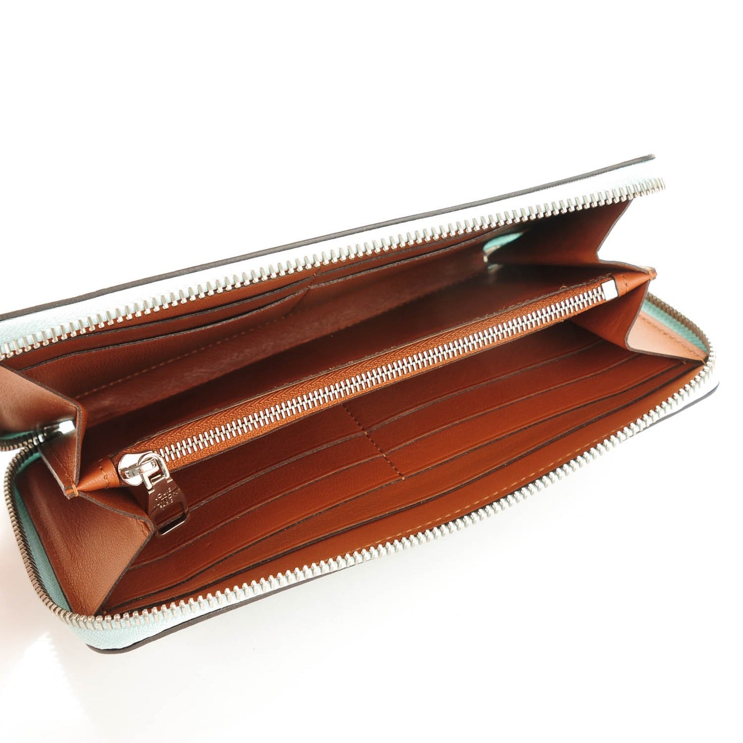 Veau Soie Iena Wallet Azur