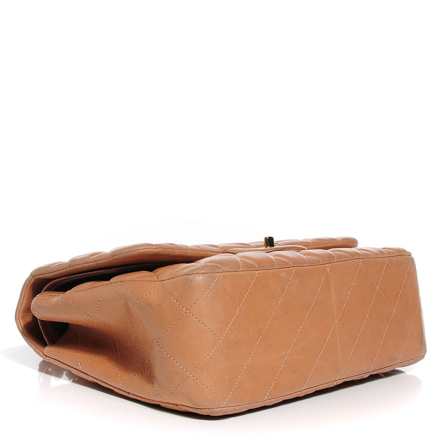 Lambskin Quilted Jumbo Double Flap Dark Beige