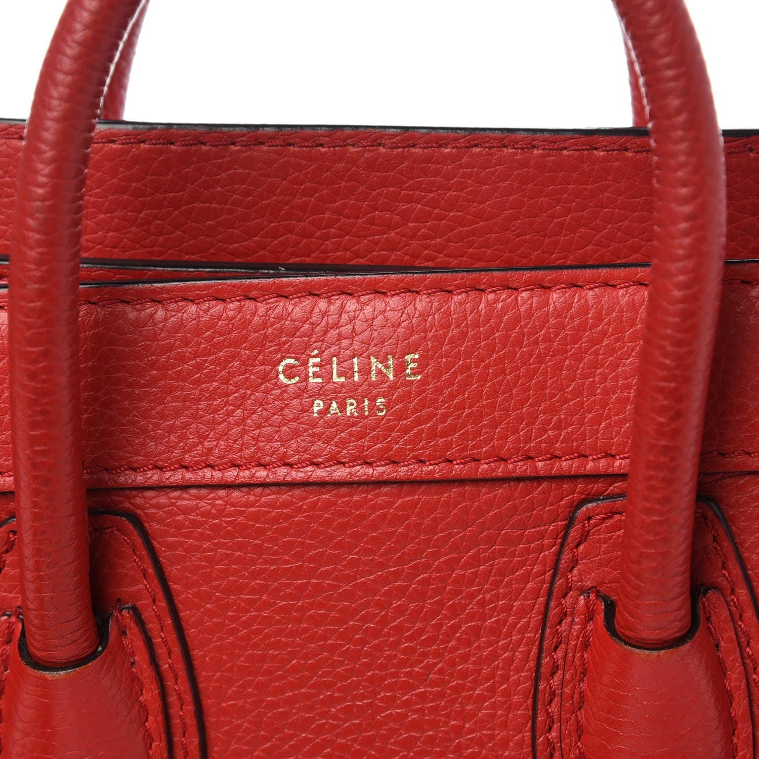 Celine Drummed Calfskin Nano Luggage Coquelicot 6 of 13