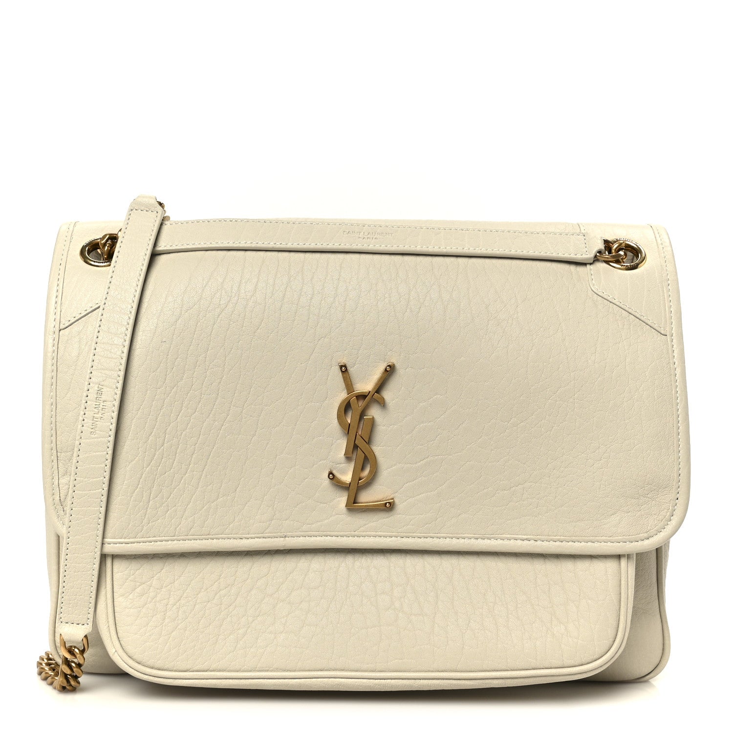 Saint Laurent Grained Lambskin Monogram Large Niki Chain Satchel