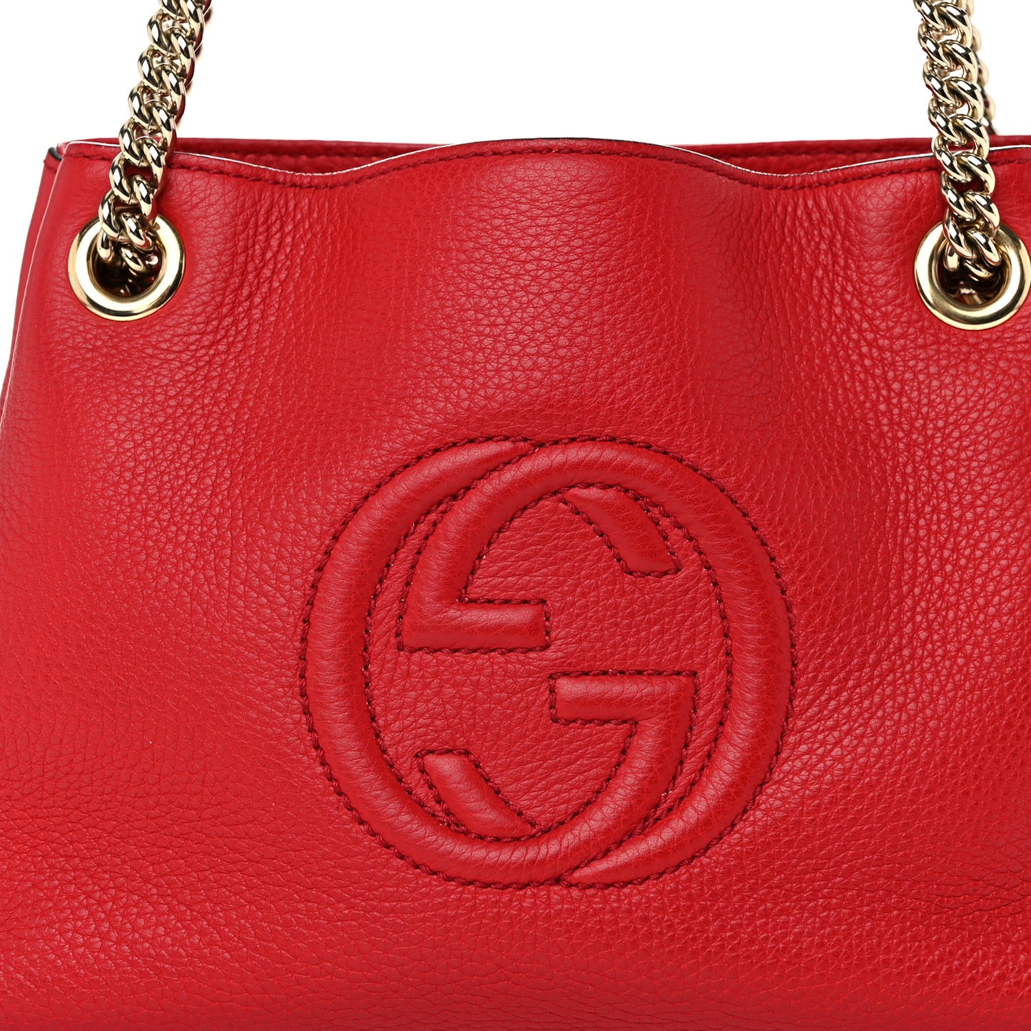 Pebbled Calfskin Small Soho Chain Shoulder Bag Tabasco Red