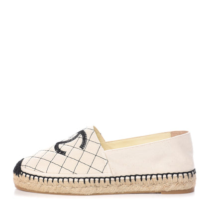 Chanel Fabric Biarritz CC Espadrilles 39 Beige Black 1 of 10