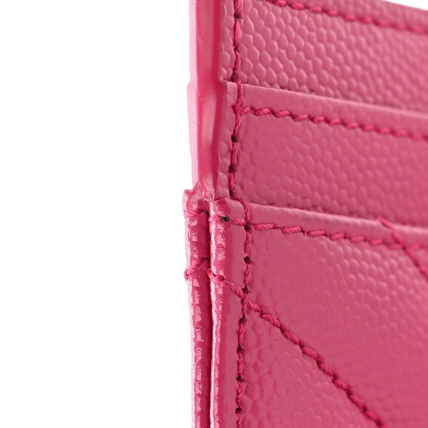 Saint Laurent Grain De Poudre Matelasse Chevron Monogram Credit Card Case Fresh Fuxia 11 of 11