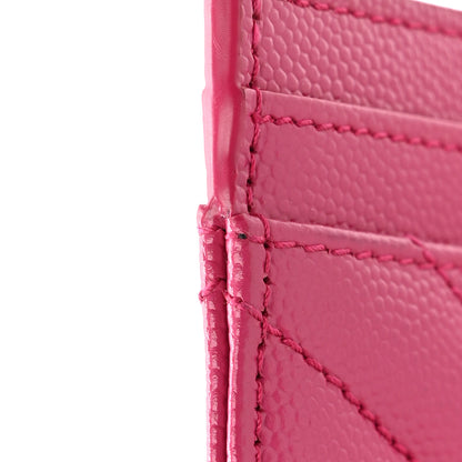 Saint Laurent Grain De Poudre Matelasse Chevron Monogram Credit Card Case Fresh Fuxia 11 of 11