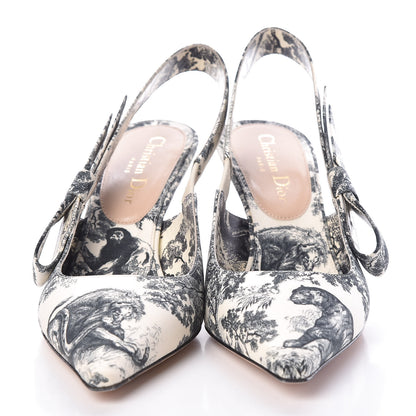 Christian Dior Toile De Jouy Sweet D Slingback Pumps 37 Off White 3 of 9