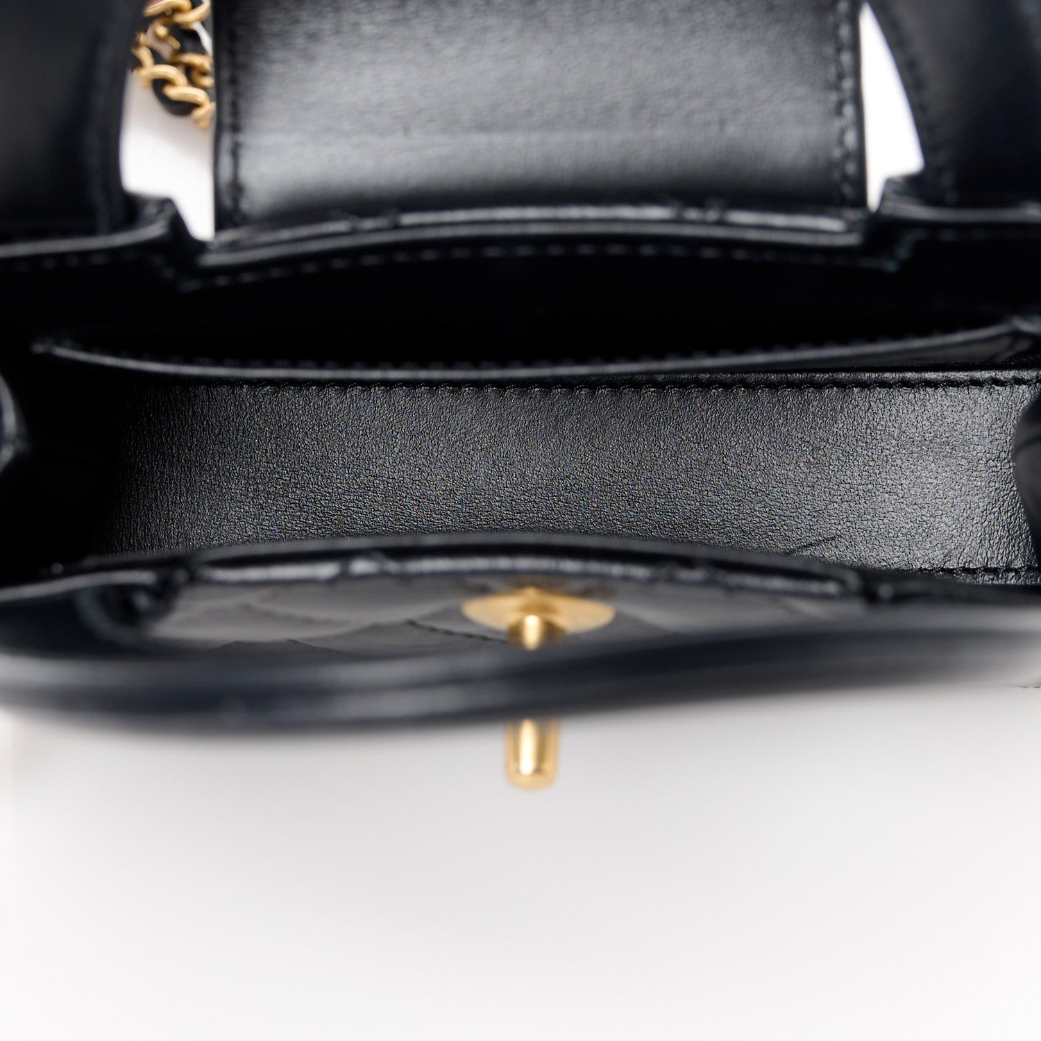 Chanel Shiny Aged Calfskin Quilted Mini Nano Kelly Shopper Black 5 of 11