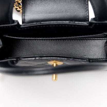 Chanel Shiny Aged Calfskin Quilted Mini Nano Kelly Shopper Black 5 of 11