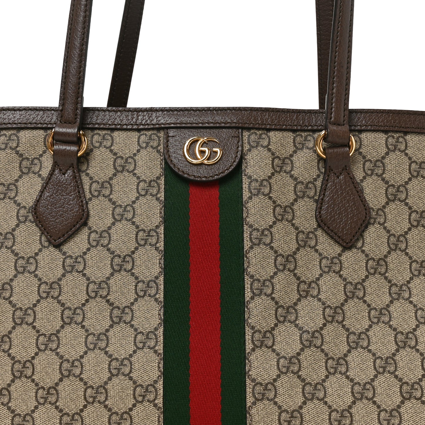 Supreme Monogram Textured Calfskin Web Medium Ophidia Shopping Tote Beige Ebony New Acero