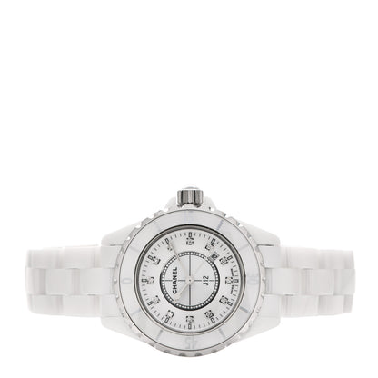 Chanel Stainless Steel Ceramic Diamond 33mm J12 Quartz Watch White 2 of 4