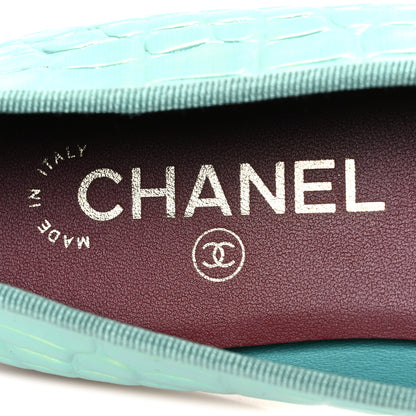 Chanel Iridescent Calfskin Crocodile Embossed Ballerina Flats 41 Green 9 of 11