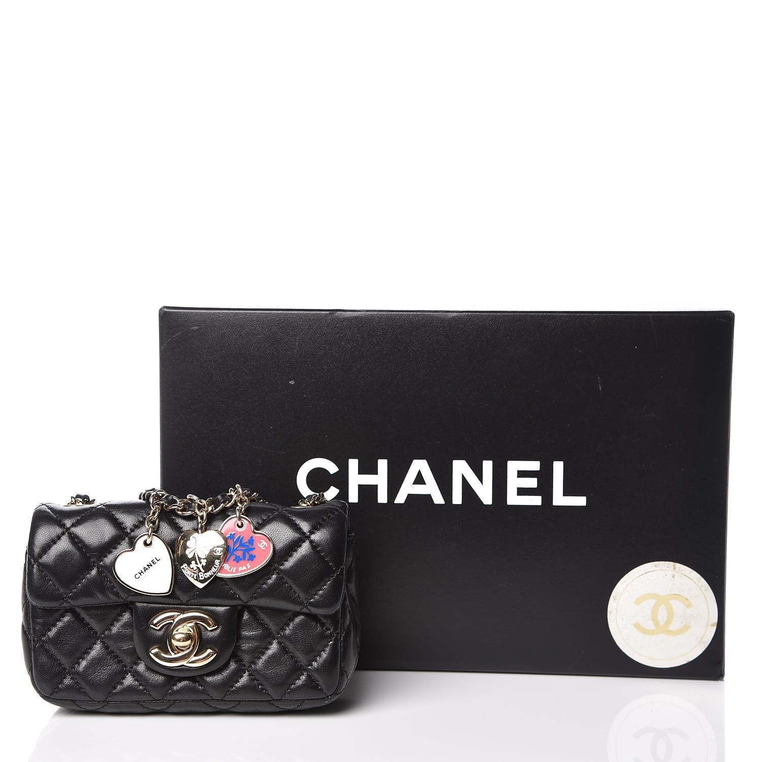 Chanel Lambskin Quilted Extra Mini Flap Heart Valentine Charms Black 10 of 10