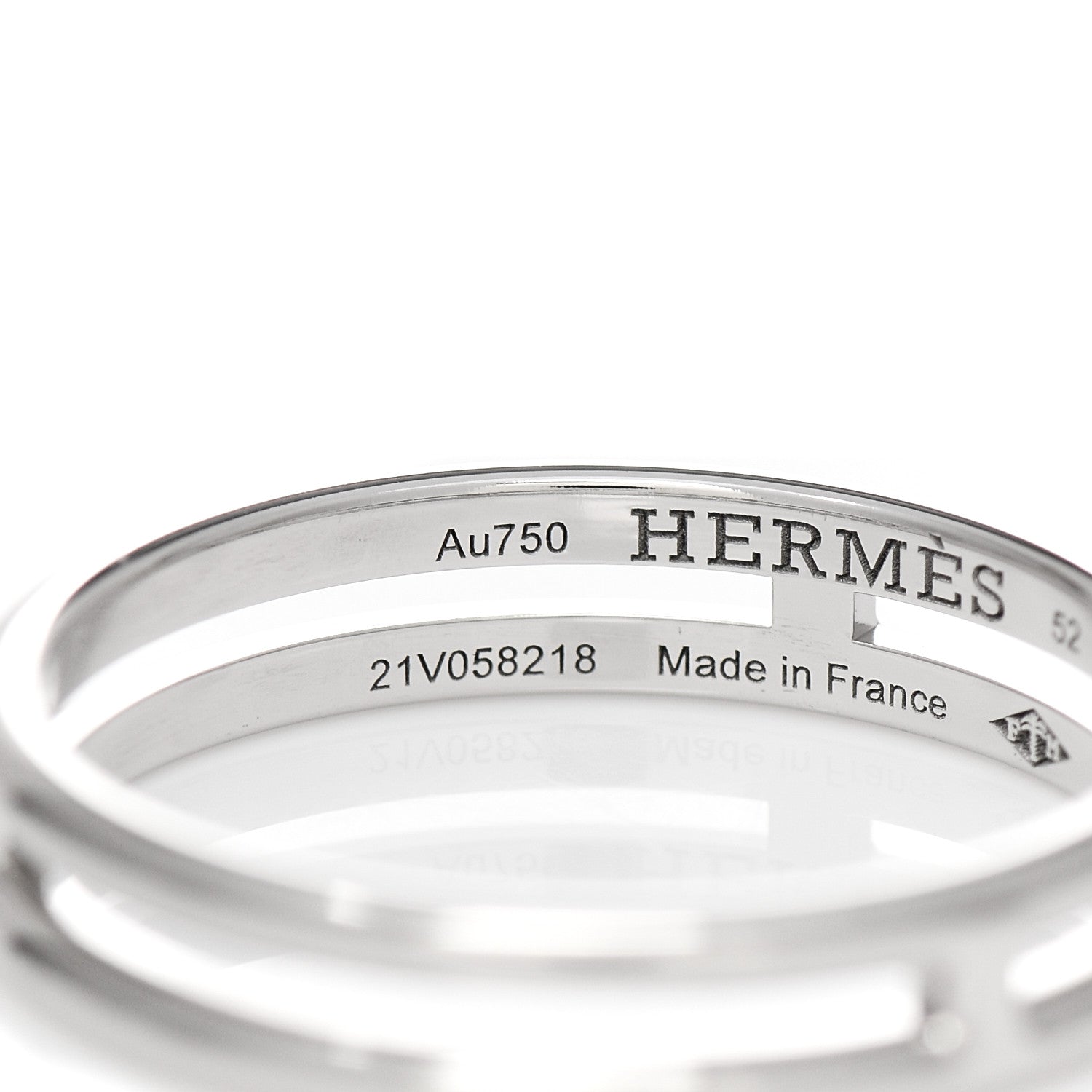 Hermes 18K White Gold Ariane Wedding Band Ring 52 6 4 of 6