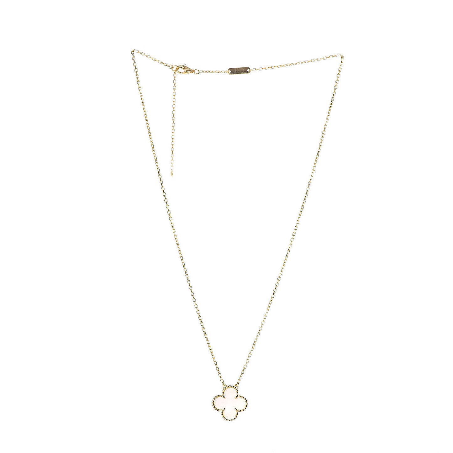 18K Yellow Gold Mother of Pearl Vintage Alhambra Pendant Necklace