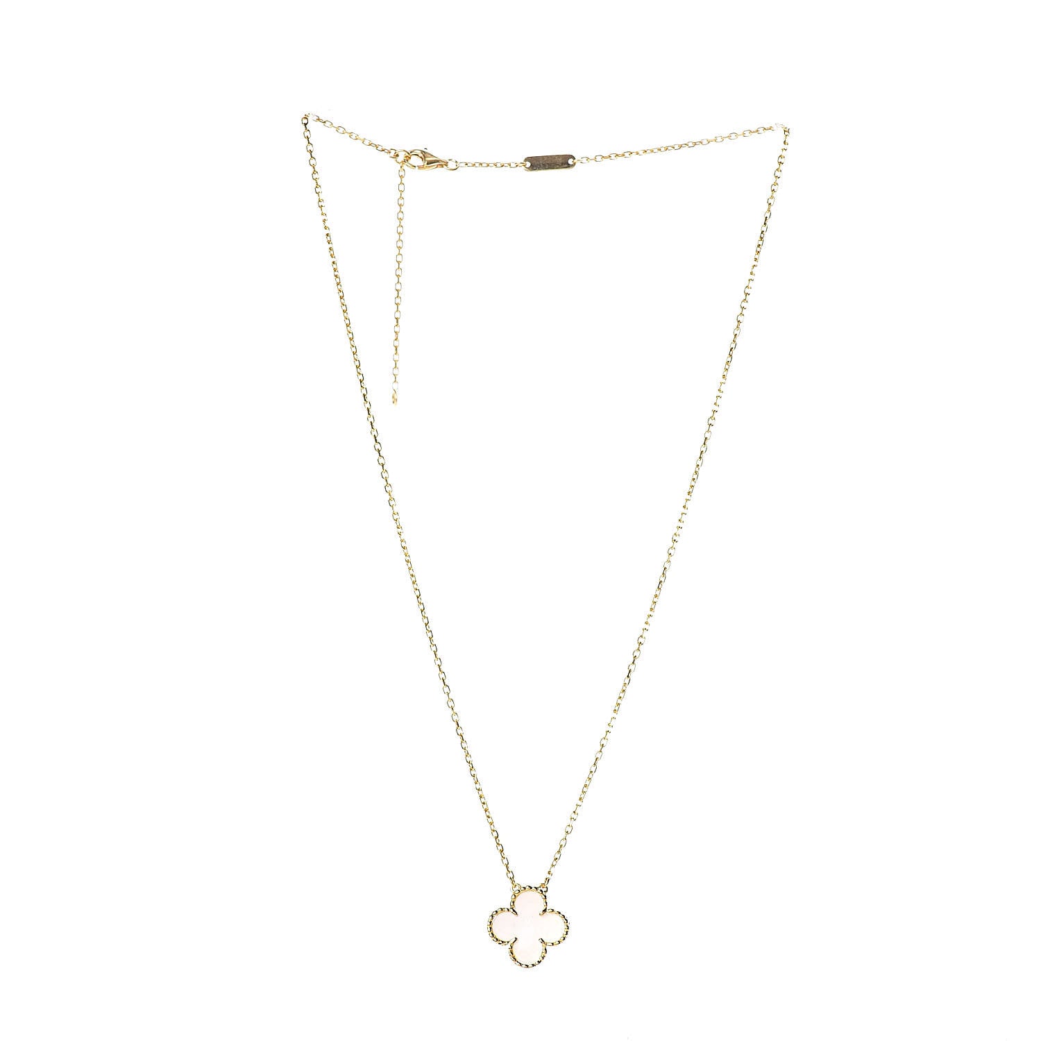Van Cleef & Arpels 18K Yellow Gold Mother of Pearl Vintage Alhambra Pendant Necklace 3 of 5