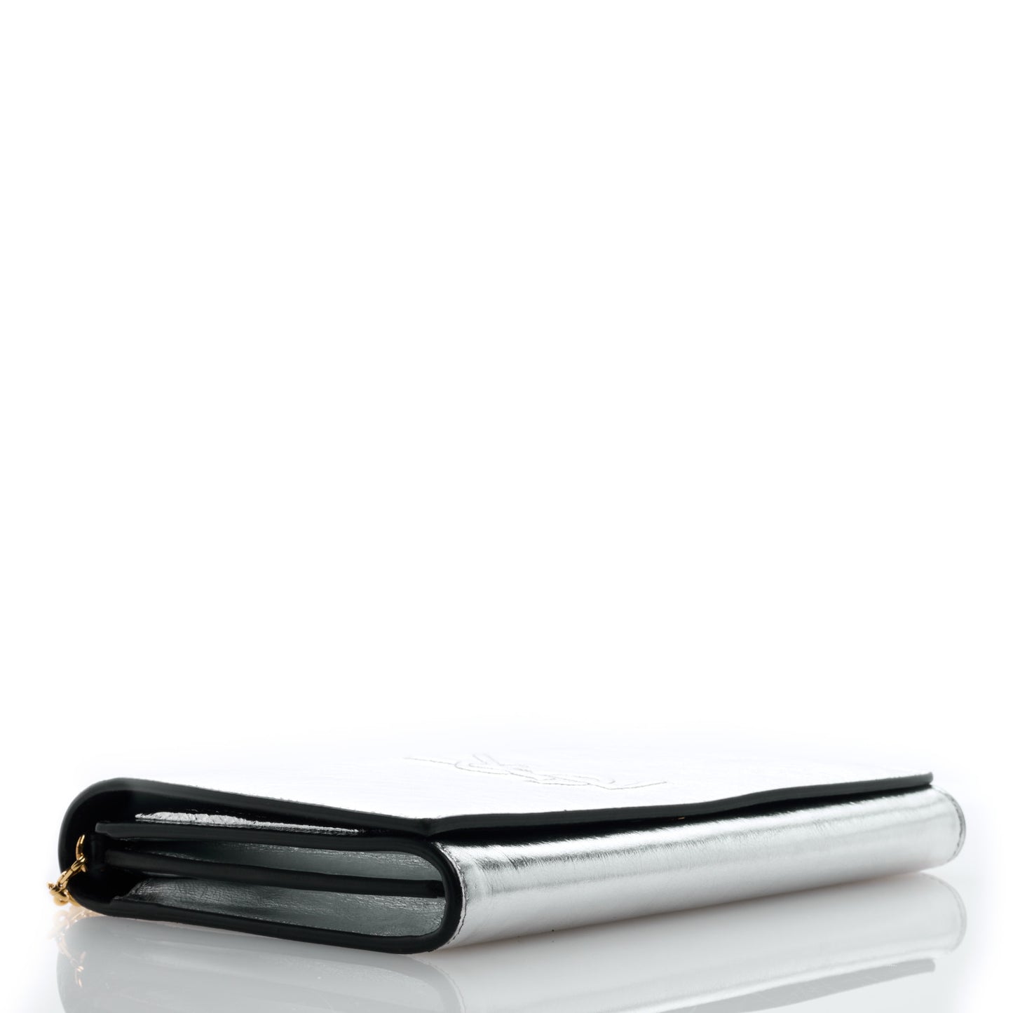Metallic Crinkled Calfskin Belle de Jour Chain Clutch Silver