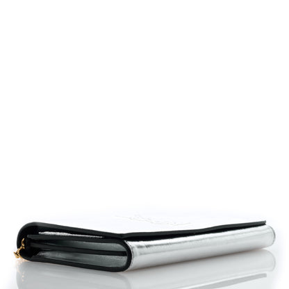 Saint Laurent Metallic Crinkled Calfskin Belle de Jour Chain Clutch Silver 4 of 9