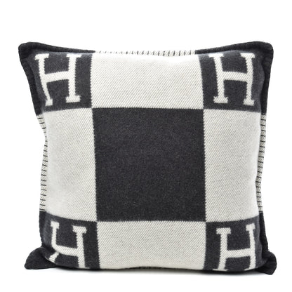 Hermes Wool Cashmere Avalon Pillow PM Ecru Gris Fonce 1 of 3