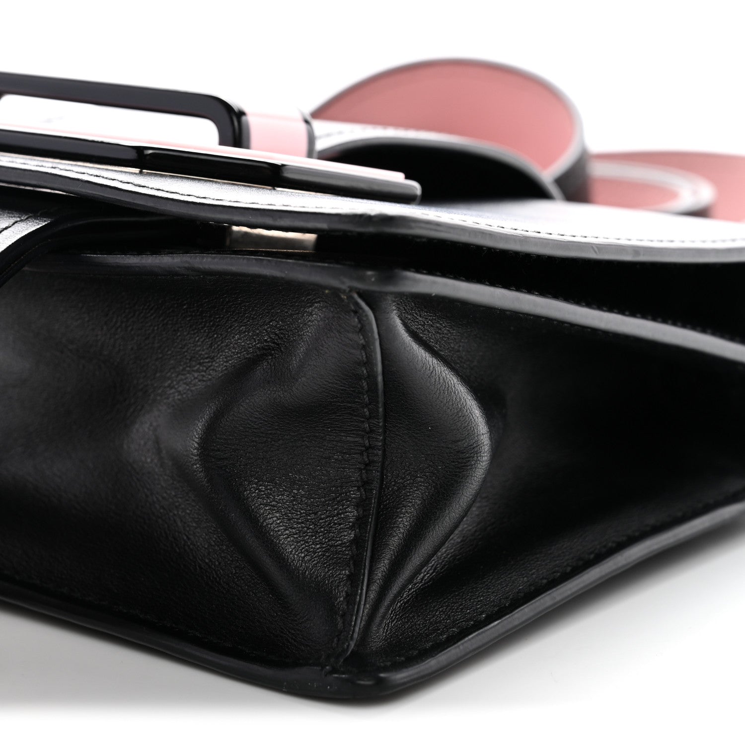 Prada City Calf Plex Ribbon Bag Black Rosa 1814359 – FASHIONPHILE