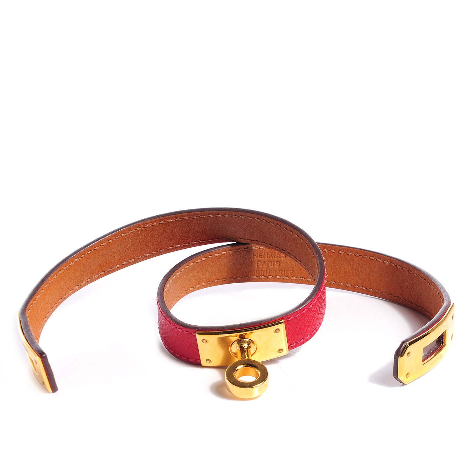 Hermes Epsom Kelly Double Tour Bracelet Small Rouge Casaque 3 of 7