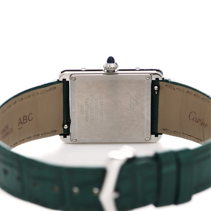 Cartier Stainless Steel Alligator 25mm Must de Cartier Tank Quartz Watch Green 4 of 5