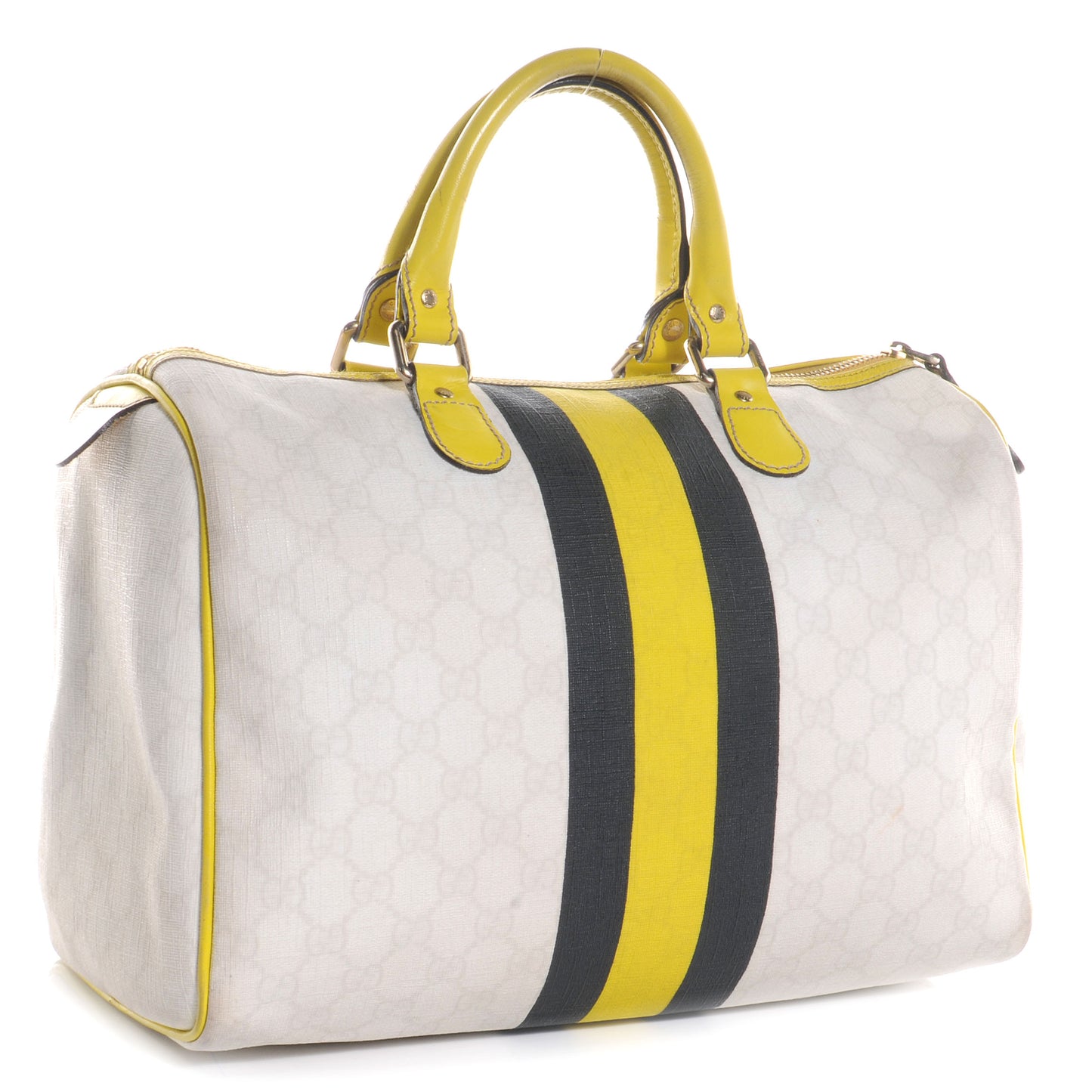 GG Plus Monogram Web Stripe Medium Joy Boston Yellow