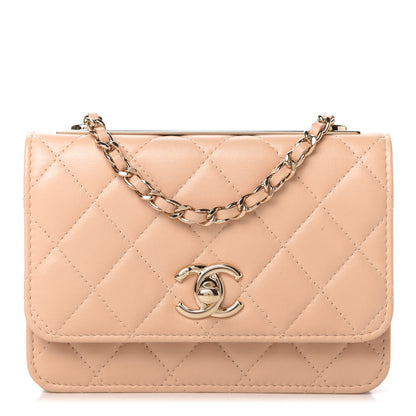 Chanel Lambskin Quilted Mini Trendy CC Wallet On Chain WOC Beige 1 of 11