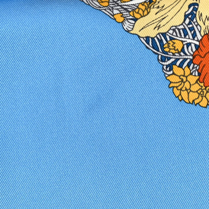 Hermes Silk Robe Legere Scarf 90 Bleu Azure Ocre Roux 5 of 7
