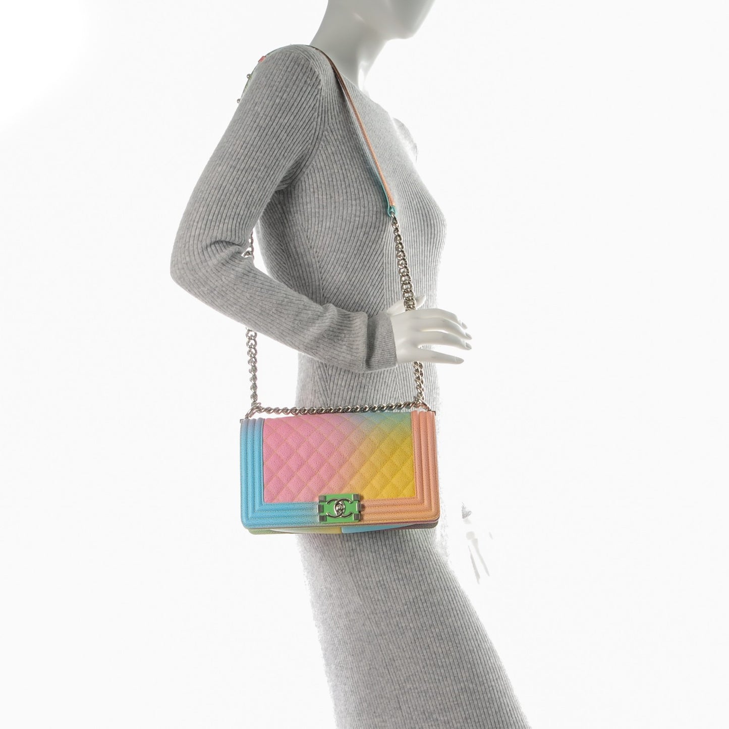 Caviar Quilted Medium Cuba Rainbow Boy Flap Multicolor