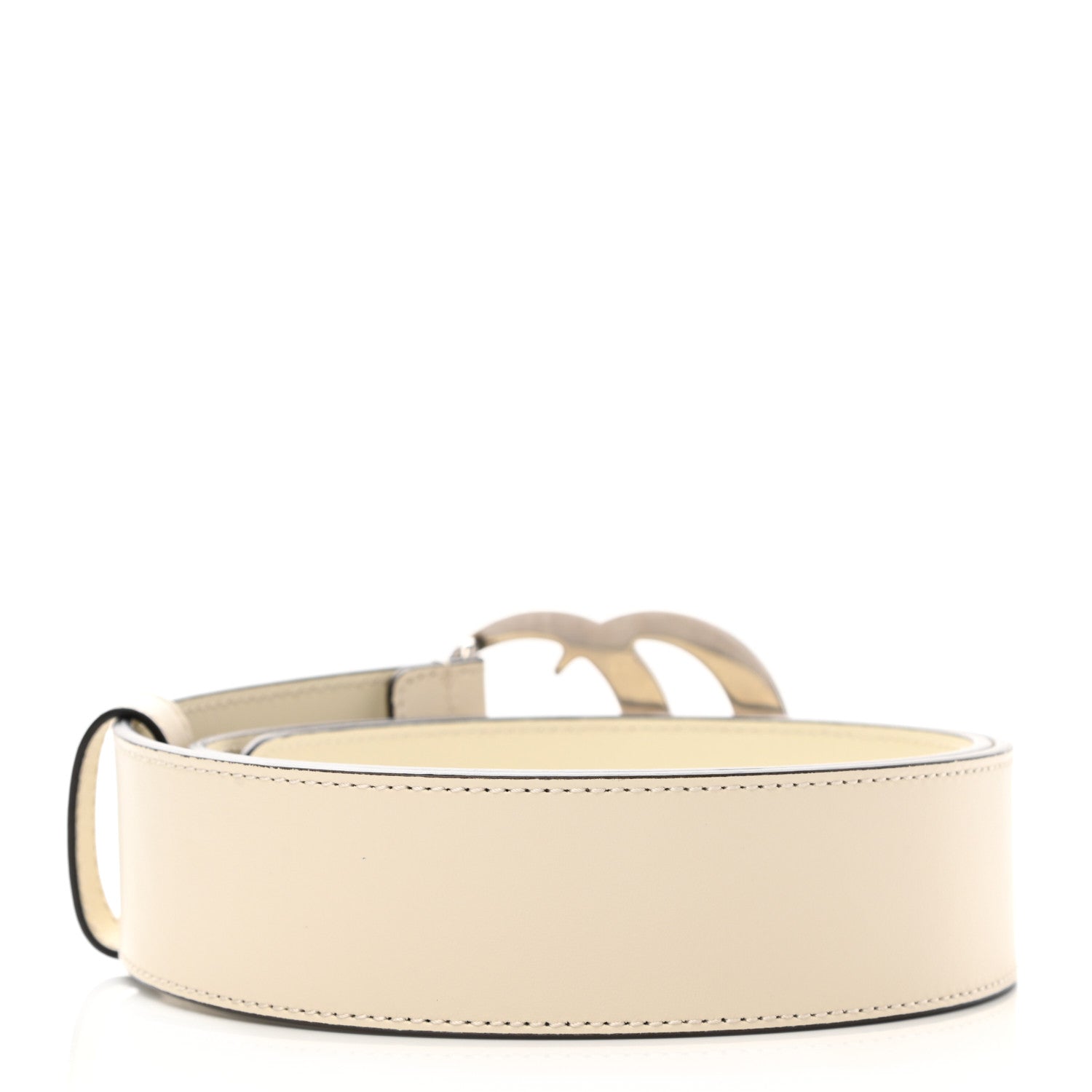 Gucci Plutone Calfskin Palladium Double G 40mm Belt 80 32 Mystic White 2 of 5