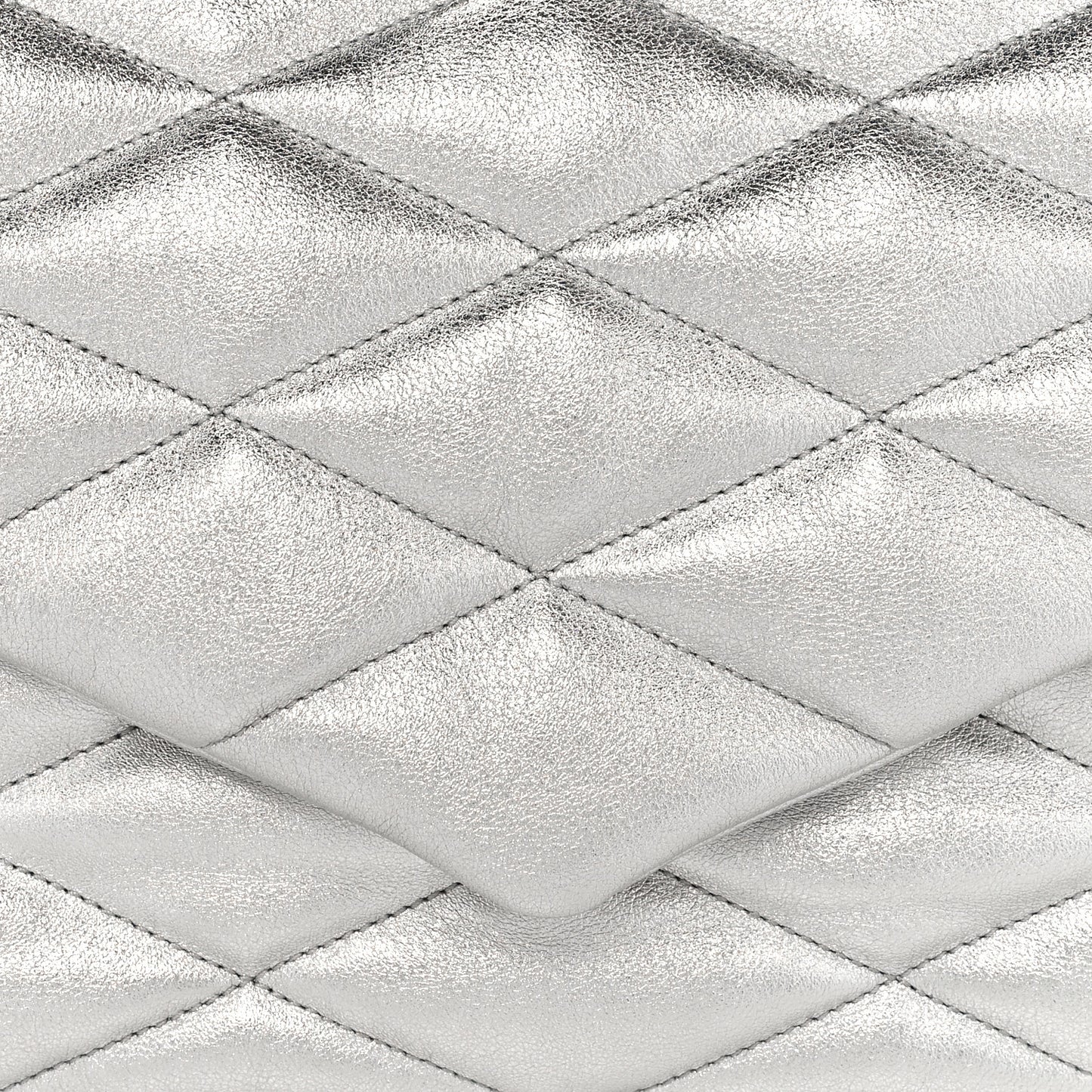 Metallic Lambskin Quilted Sade Puffer Envelope Clutch Argento
