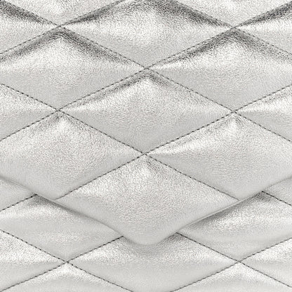 Saint Laurent Metallic Lambskin Quilted Sade Puffer Envelope Clutch Argento 8 of 10