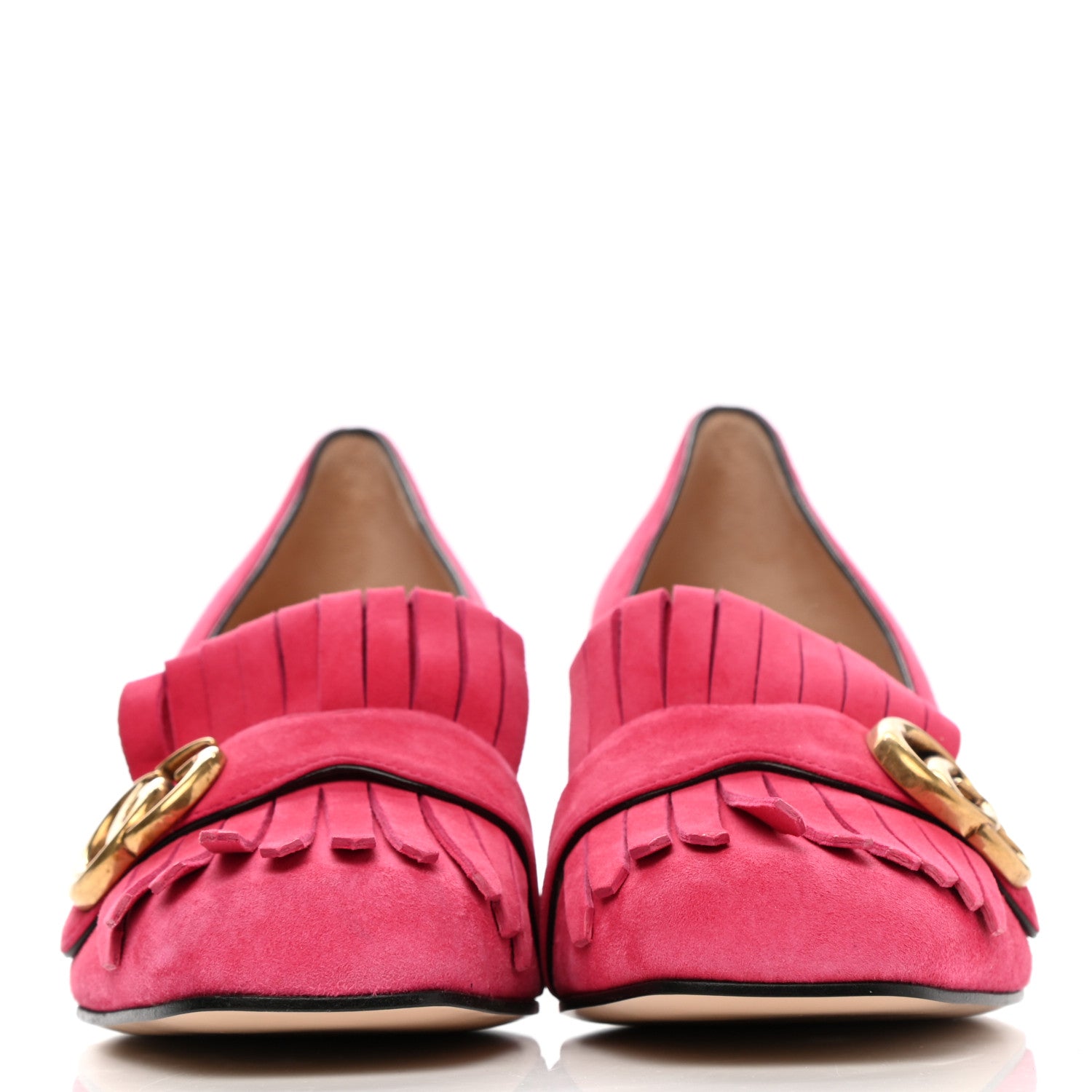 Gucci Kid Scamosciato GG Marmont Fringe 50mm Loafer Pumps 39 Hot Pink 2 of 9