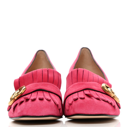 Gucci Kid Scamosciato GG Marmont Fringe 50mm Loafer Pumps 39 Hot Pink 2 of 9