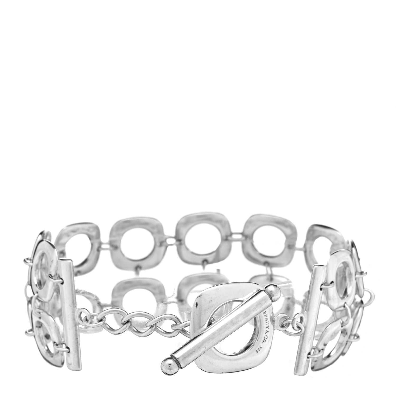 Tiffany Sterling Silver Double Cushion Square Link Toggle Bracelet 2 of 4