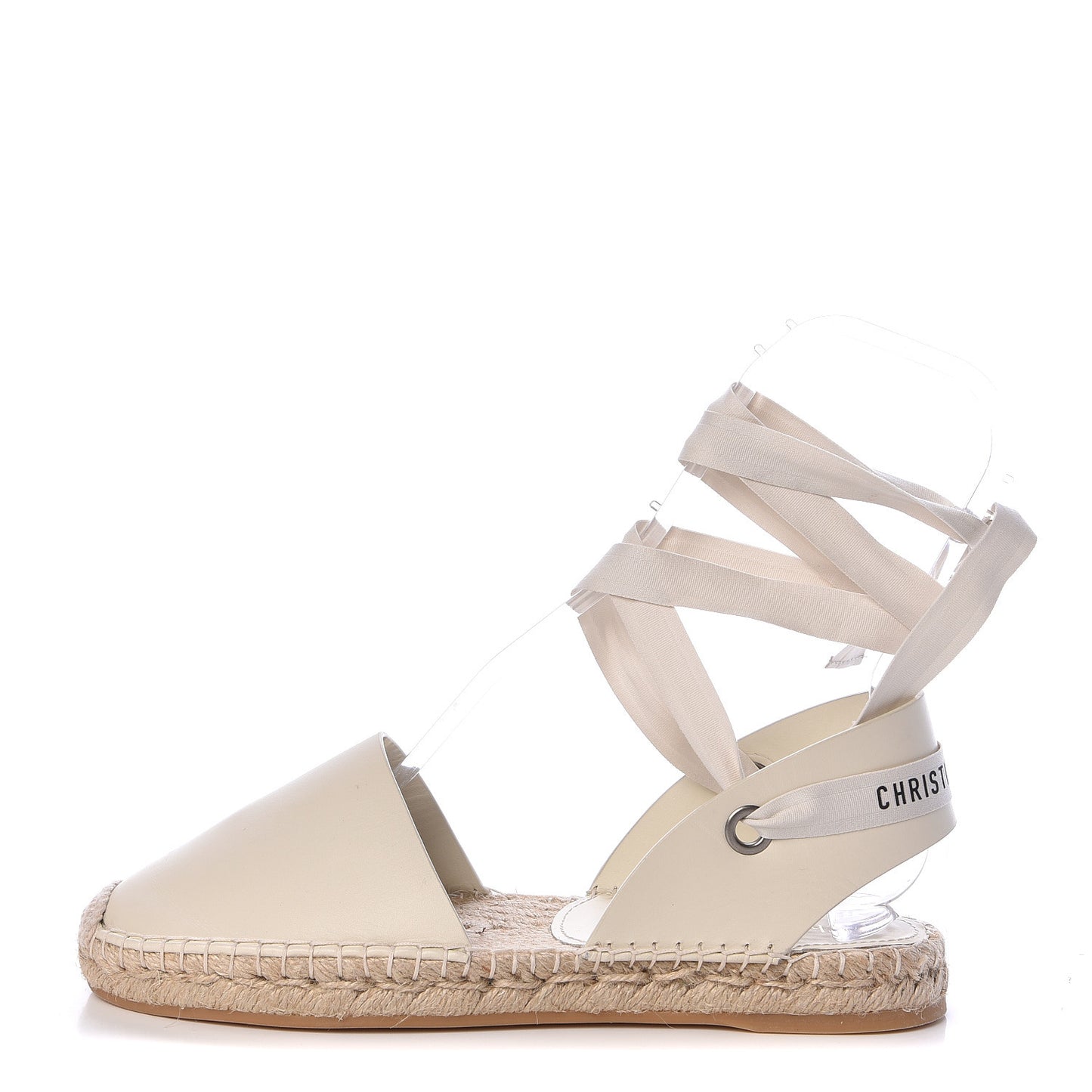 Calfskin Nicely-D Ankle Tie Espadrilles Flats 39 Off White